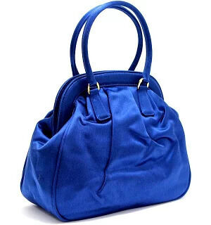 Prada Shoulder Bag Satin Kisslock Blue